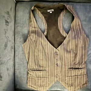 Women’s Kill City Deconstructed Black and White Pinstripe Vest, Size M